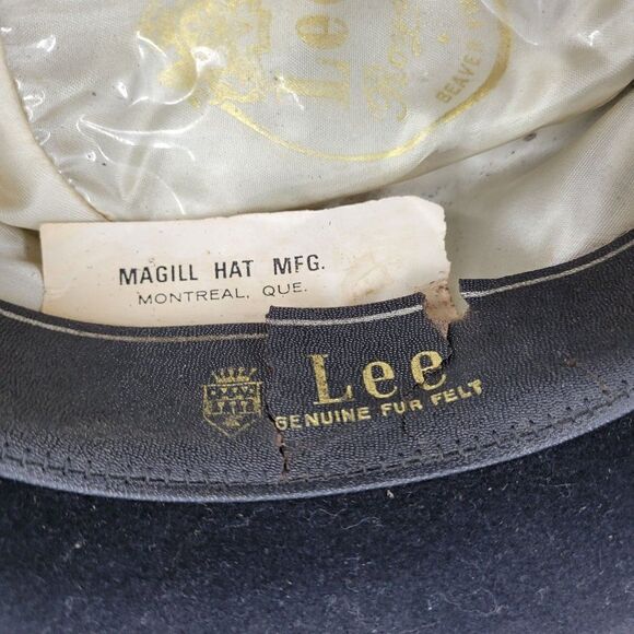 Vintage Magill Lee Cowboy Cowgirl‎ Hat S Black Fur Felt Pheasant Feather Fedora - Picture 15 of 16